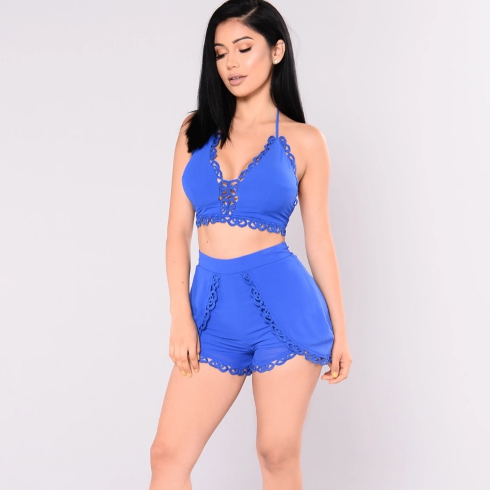 Fashion Nova Royal Blue Two Piece Shorts Set